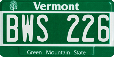 VT license plate BWS226