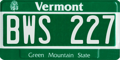 VT license plate BWS227