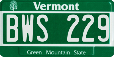 VT license plate BWS229