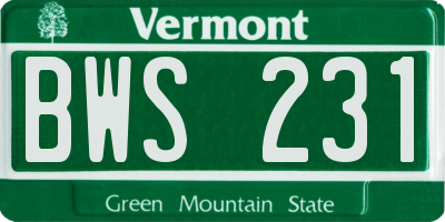 VT license plate BWS231