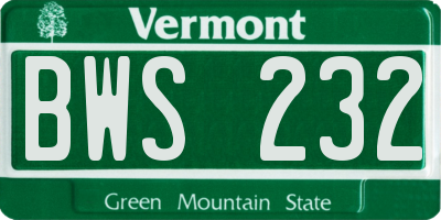 VT license plate BWS232
