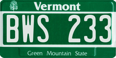 VT license plate BWS233