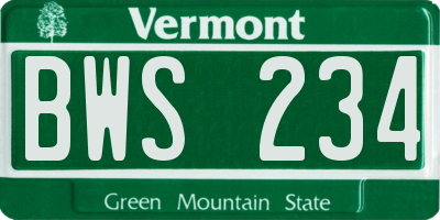 VT license plate BWS234