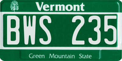 VT license plate BWS235
