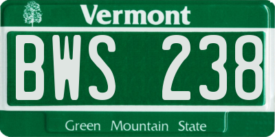 VT license plate BWS238