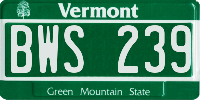 VT license plate BWS239