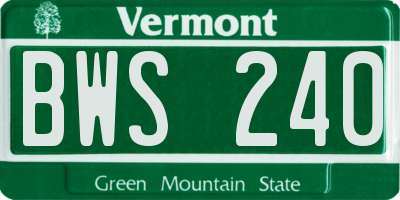 VT license plate BWS240