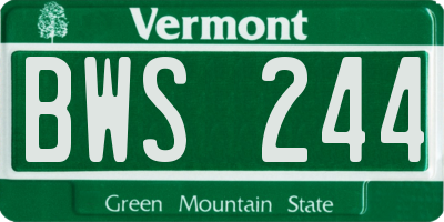 VT license plate BWS244