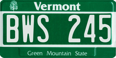 VT license plate BWS245