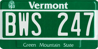 VT license plate BWS247