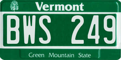 VT license plate BWS249