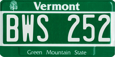 VT license plate BWS252
