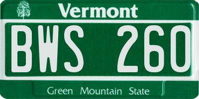 VT license plate BWS260