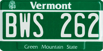 VT license plate BWS262