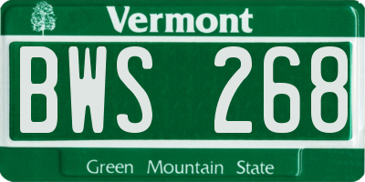 VT license plate BWS268