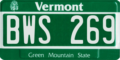 VT license plate BWS269