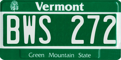 VT license plate BWS272