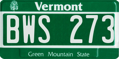 VT license plate BWS273