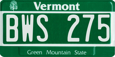 VT license plate BWS275