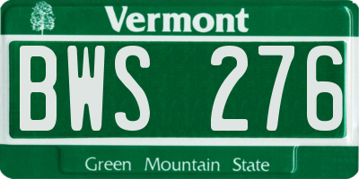 VT license plate BWS276