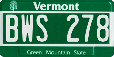 VT license plate BWS278