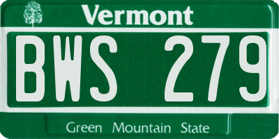 VT license plate BWS279
