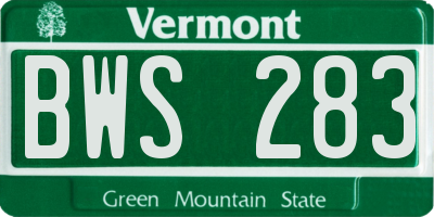 VT license plate BWS283