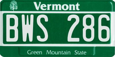 VT license plate BWS286