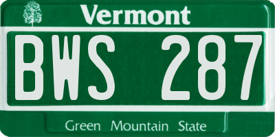 VT license plate BWS287