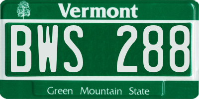 VT license plate BWS288