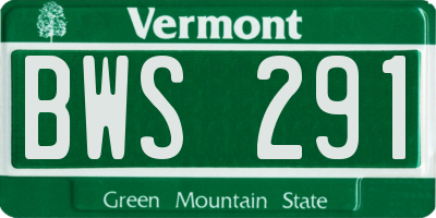 VT license plate BWS291