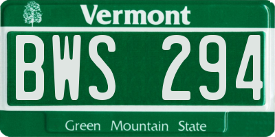 VT license plate BWS294