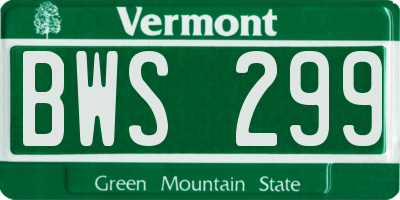 VT license plate BWS299