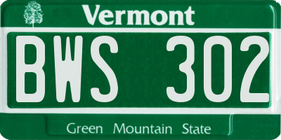 VT license plate BWS302