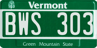 VT license plate BWS303