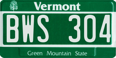 VT license plate BWS304