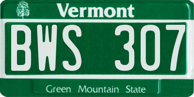 VT license plate BWS307