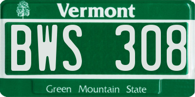VT license plate BWS308