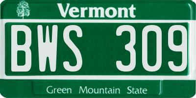 VT license plate BWS309