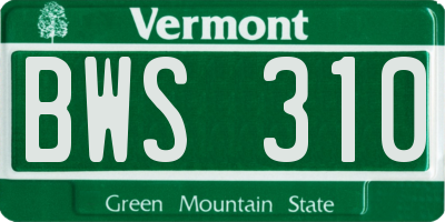 VT license plate BWS310