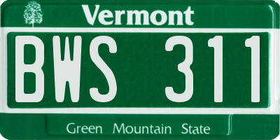 VT license plate BWS311