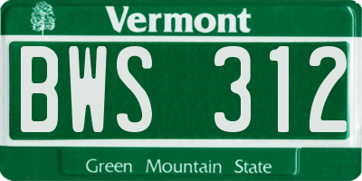 VT license plate BWS312