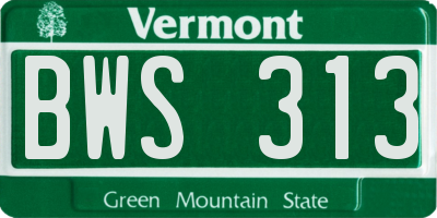 VT license plate BWS313