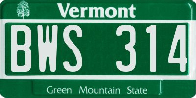VT license plate BWS314