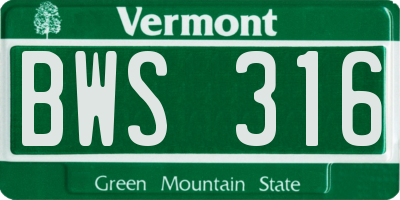VT license plate BWS316