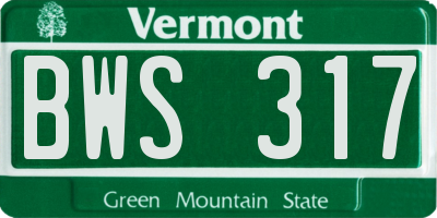 VT license plate BWS317