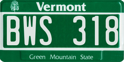 VT license plate BWS318