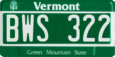 VT license plate BWS322