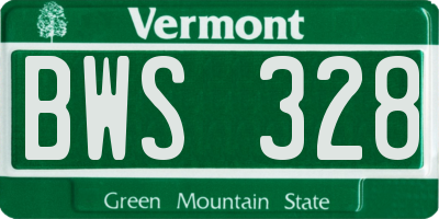 VT license plate BWS328