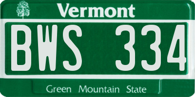 VT license plate BWS334